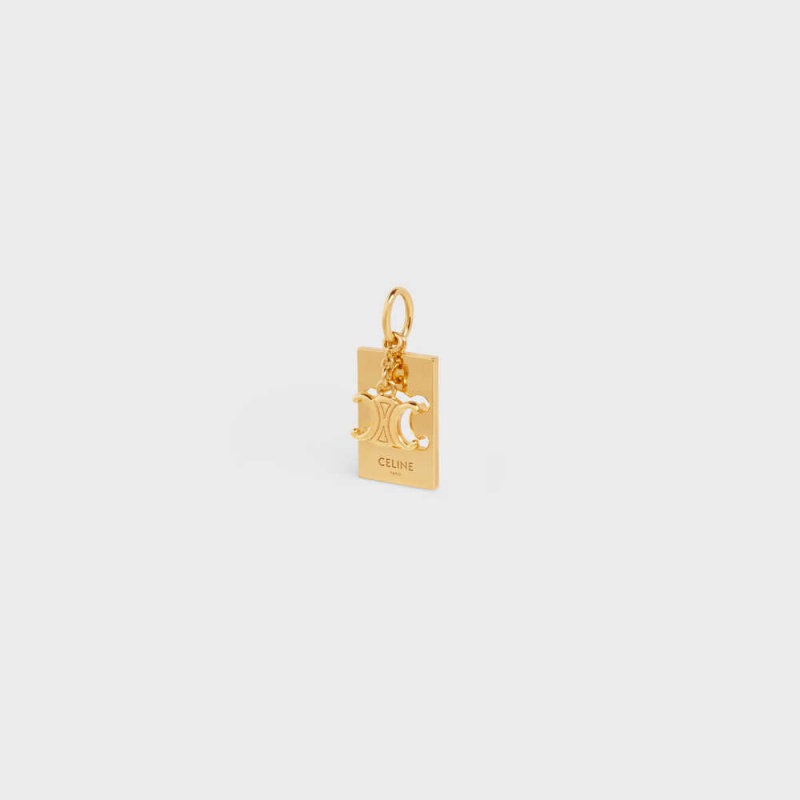 Celine Separables Triomphe Interlocked Pendant in Brass with Gold Finish Necklaces Gold | CL-592261