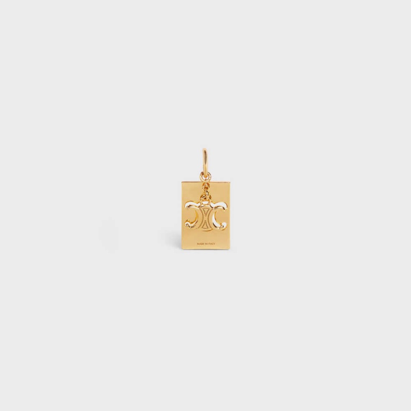 Celine Separables Triomphe Interlocked Pendant in Brass with Gold Finish Necklaces Gold | CL-592261