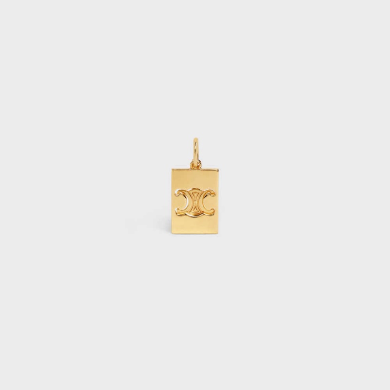 Celine Separables Triomphe Interlocked Pendant in Brass with Gold Finish Necklaces Gold | CL-592261