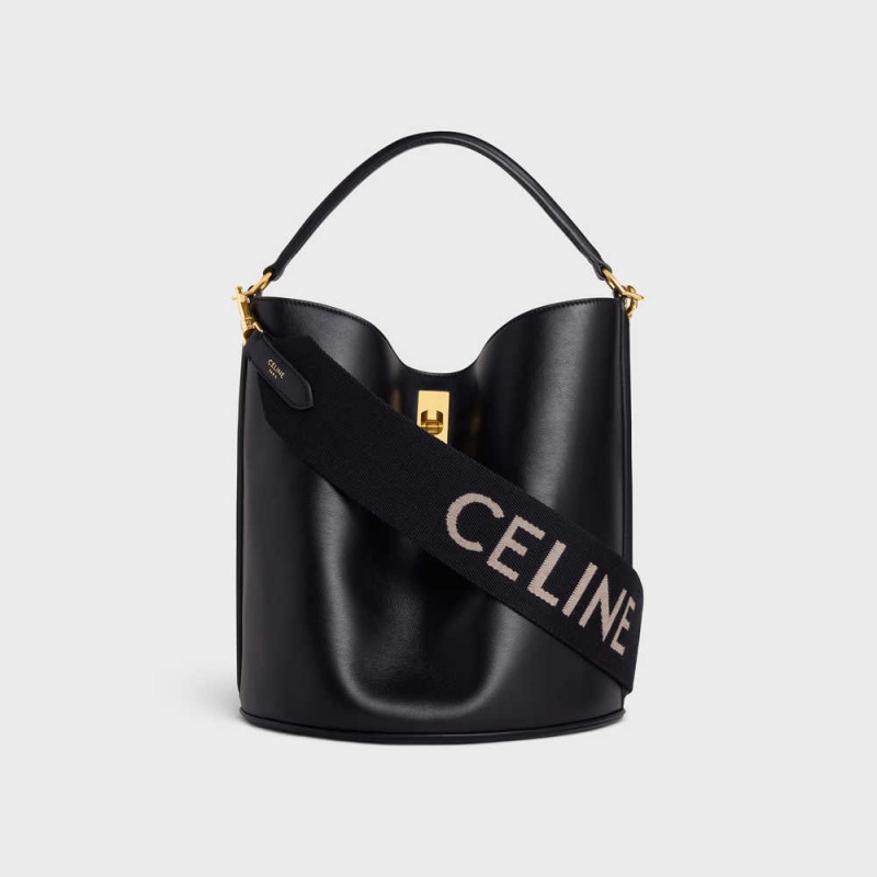 Celine Short Strap in Wool with jacquard Leather Goods Accessories Black / white | CL-592912