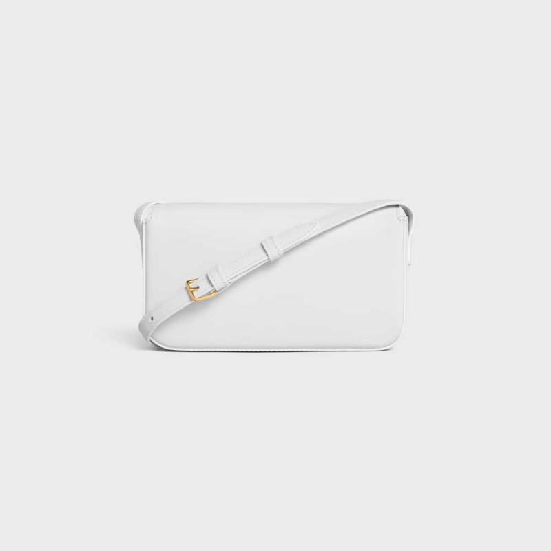 Celine Shoulder Bag in shiny calfskin Triomphe Arctic White | CL-593244