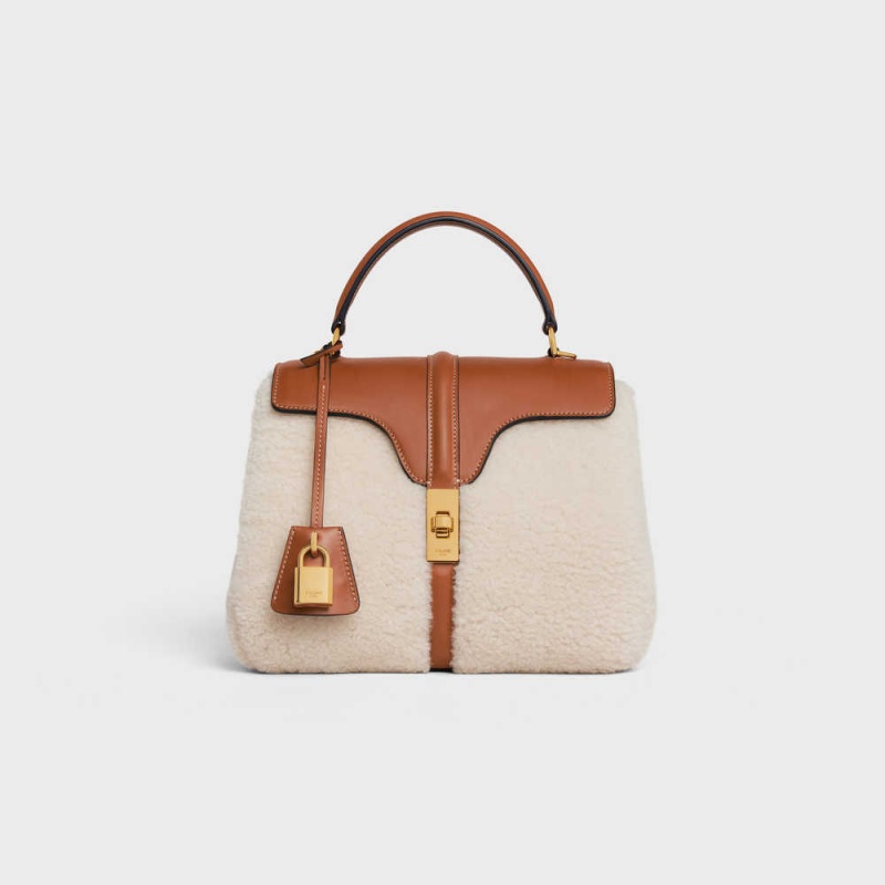 Celine Small Bag in SHEARLING AND natural CALFSKIN 16 Natural / Tan | CL-593277