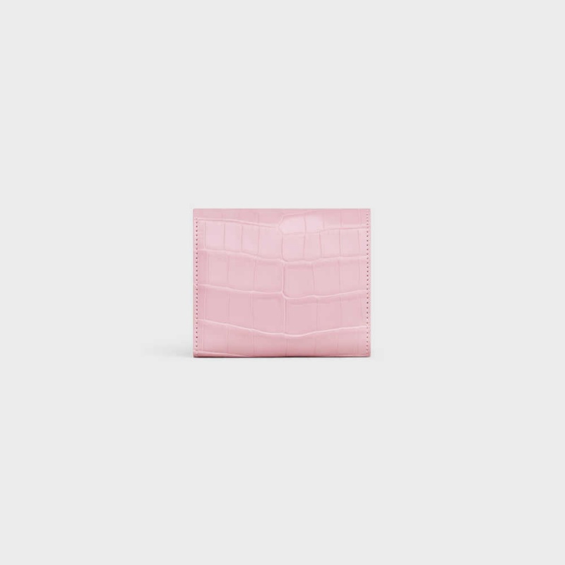 Celine Small TRIOMPHE in NILOTICUS CROCODILE Wallets Light Pink | CL-592974