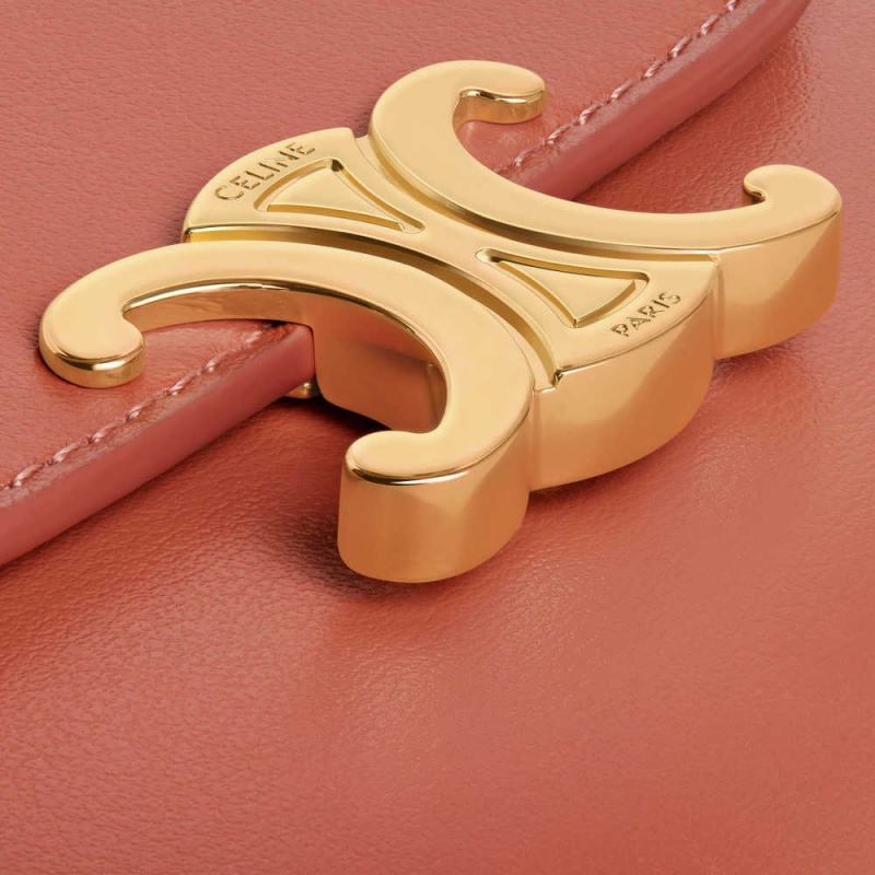 Celine Small TRIOMPHE in Shiny calfskin Wallets LYCHEE | CL-592968