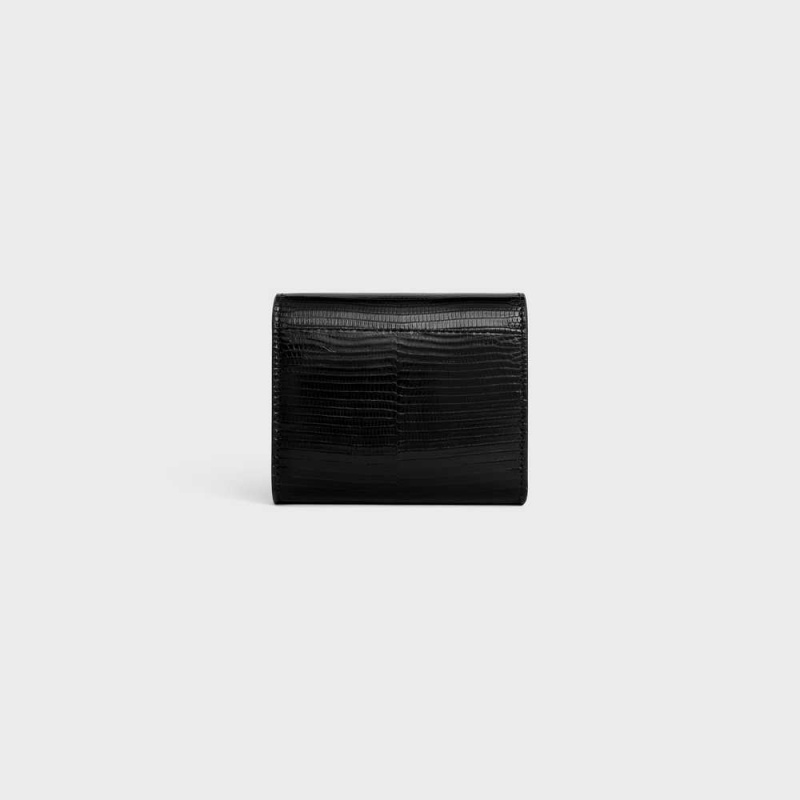 Celine Small TRIOMPHE in lizard Wallets Black | CL-592973