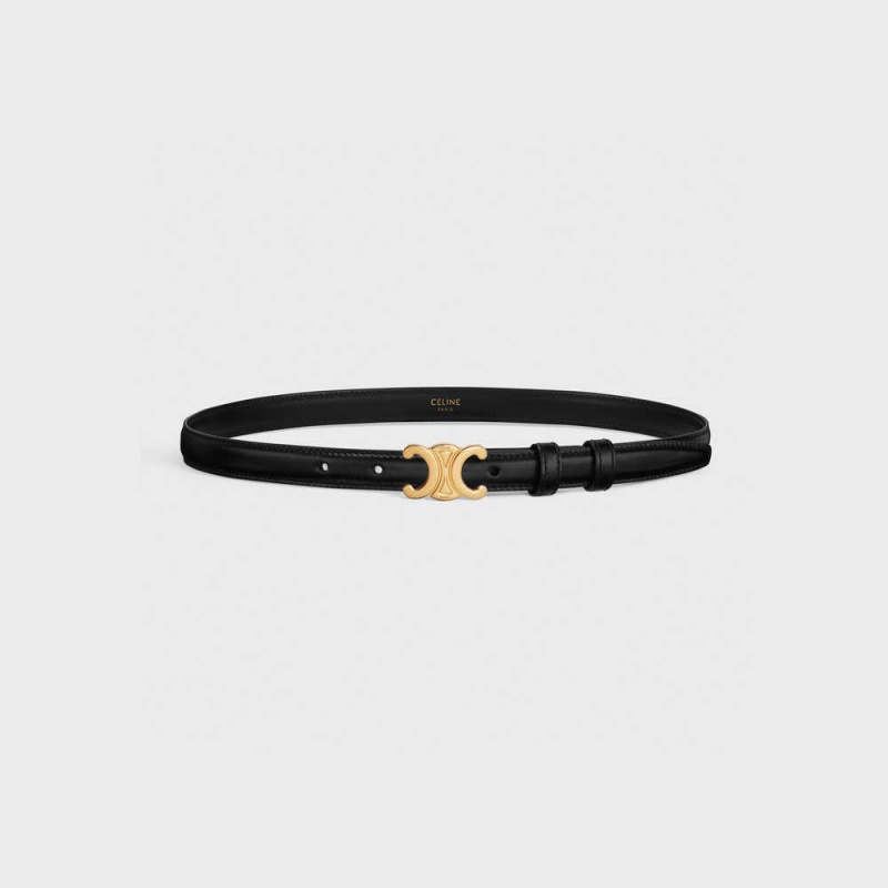 Celine Small Triomphe in Taurillon Leather Belts Black | CL-592463