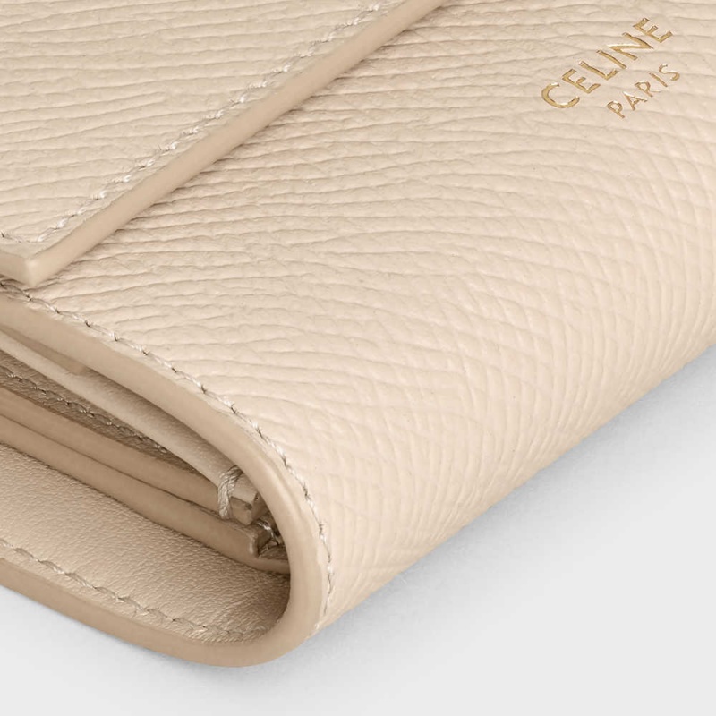 Celine Small trifold in Grained calfskin Wallets Nude | CL-593006