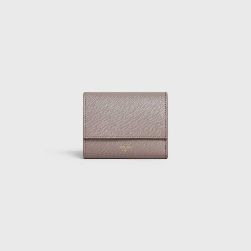 Celine Small trifold in Grained calfskin Wallets Pebble | CL-593004