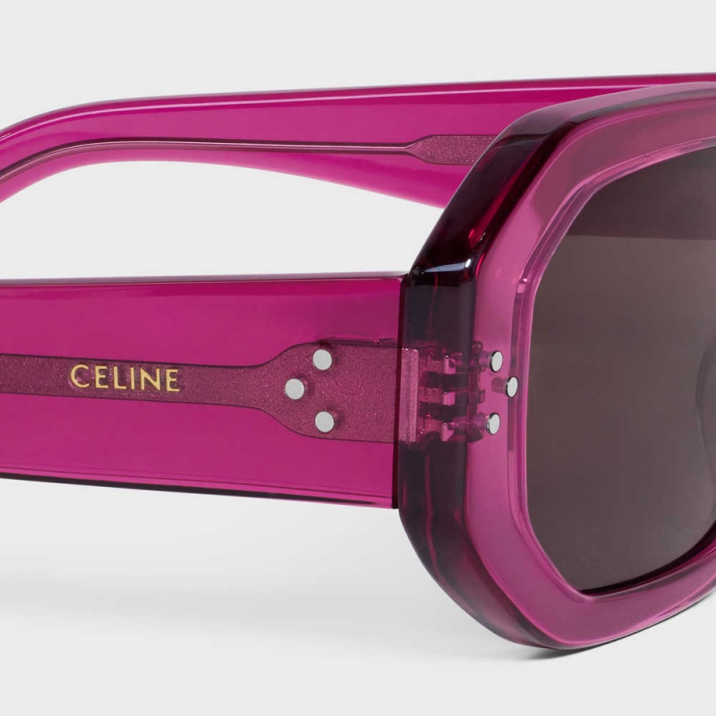 Celine Square S255 in Acetate Sunglasses Transparent Cherry | CL-592403