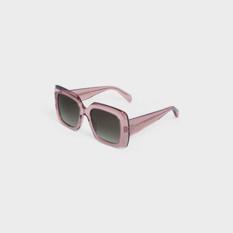 Celine Square S263 in Acetate Sunglasses Transparent Rose Caramel | CL-592377