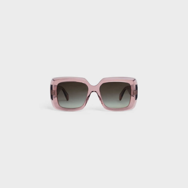 Celine Square S263 in Acetate Sunglasses Transparent Rose Caramel | CL-592377