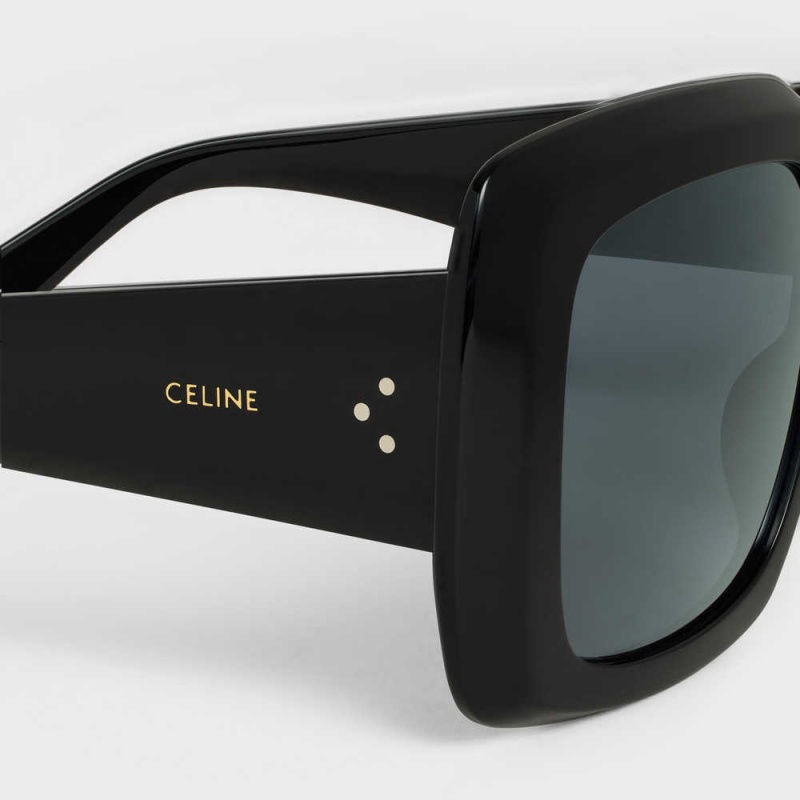 Celine Square S263 in Acetate Sunglasses Black | CL-592374