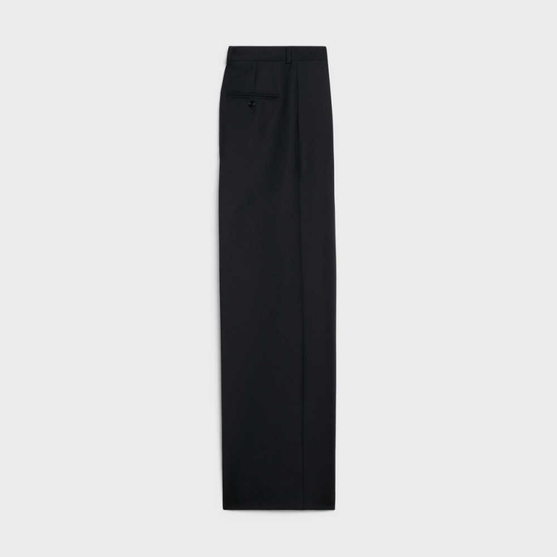 Celine TAILLAT IN WOOL GABARDINE AND MOHAIR Pants Black | CL-592739