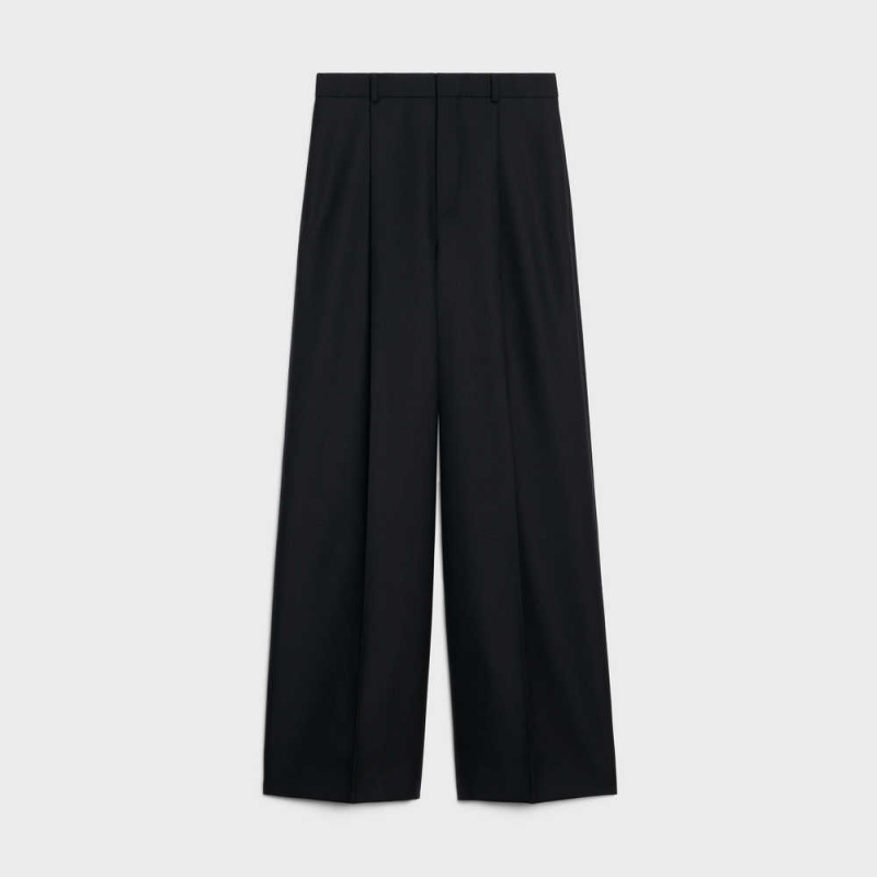 Celine TAILLAT IN WOOL GABARDINE AND MOHAIR Pants Black | CL-592739