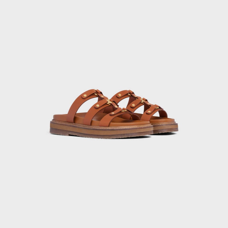 Celine TIPPI SLIDES in CALFSKIN - VEGETAL TANNING Sandals Tan | CL-592580