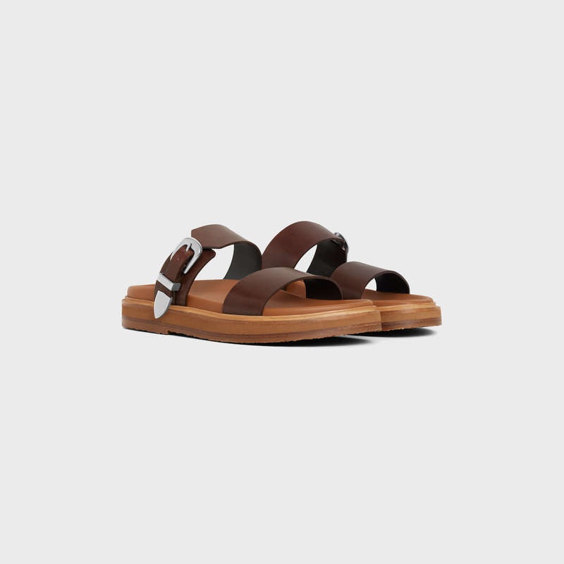 Celine TIPPI in CALFSKIN - VEGETAL TANNING Sandals Dark Brown | CL-591889