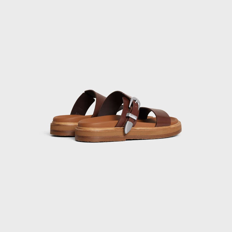 Celine TIPPI in CALFSKIN - VEGETAL TANNING Sandals Dark Brown | CL-591889