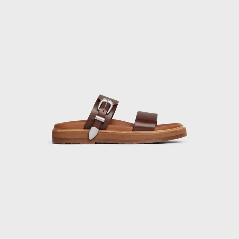 Celine TIPPI in CALFSKIN - VEGETAL TANNING Sandals Dark Brown | CL-591889