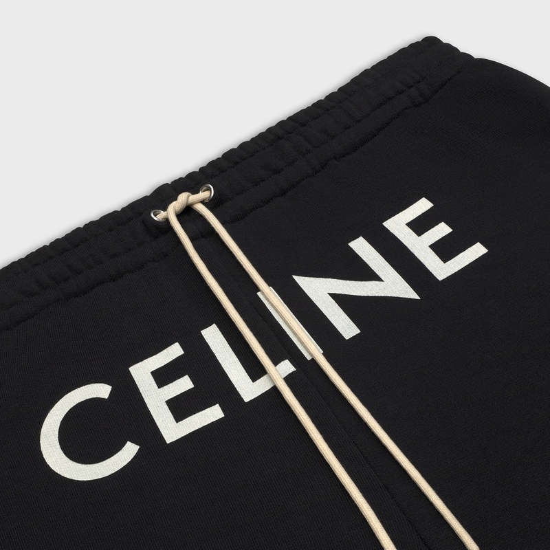 Celine TRACK IN COTTON FLEECE Pants Black / white | CL-592031