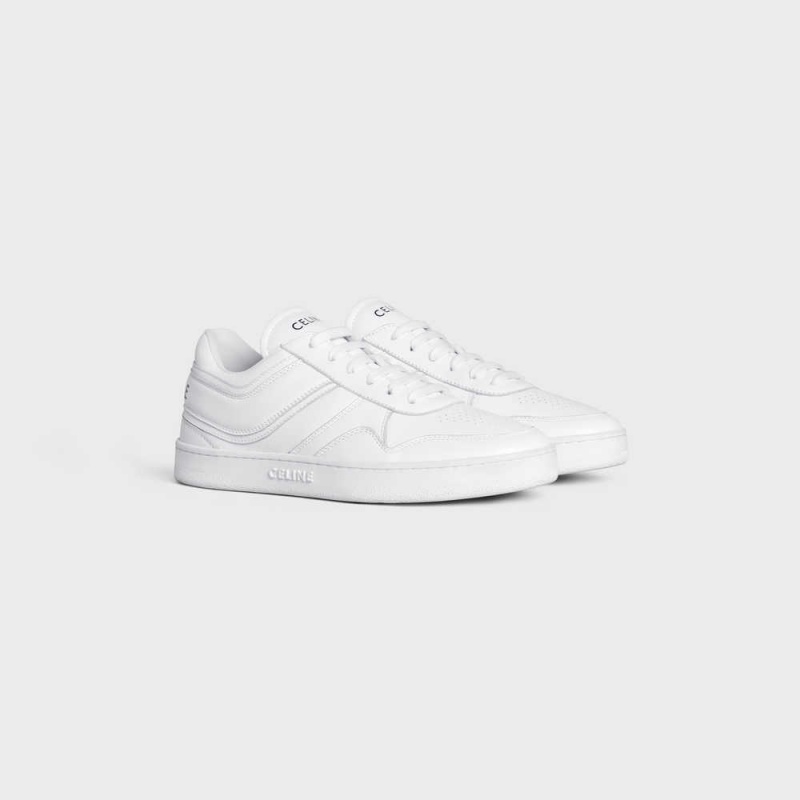 Celine TRAINER LOW LACE-UP in CALFSKIN Sneakers Optic White | CL-592551