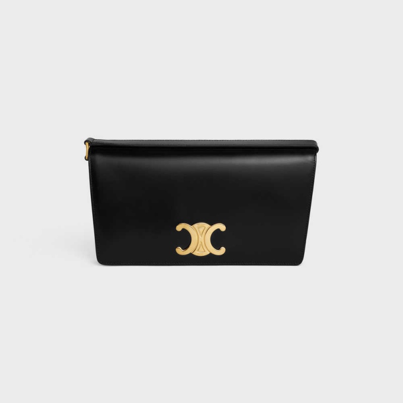 Celine TRAPEZE BAG in shiny calfskin Triomphe Black | CL-593248