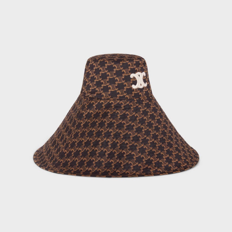 Celine TRIOMHE IN MONOGRAM COTTON Hat Marron / Caramel | CL-592342