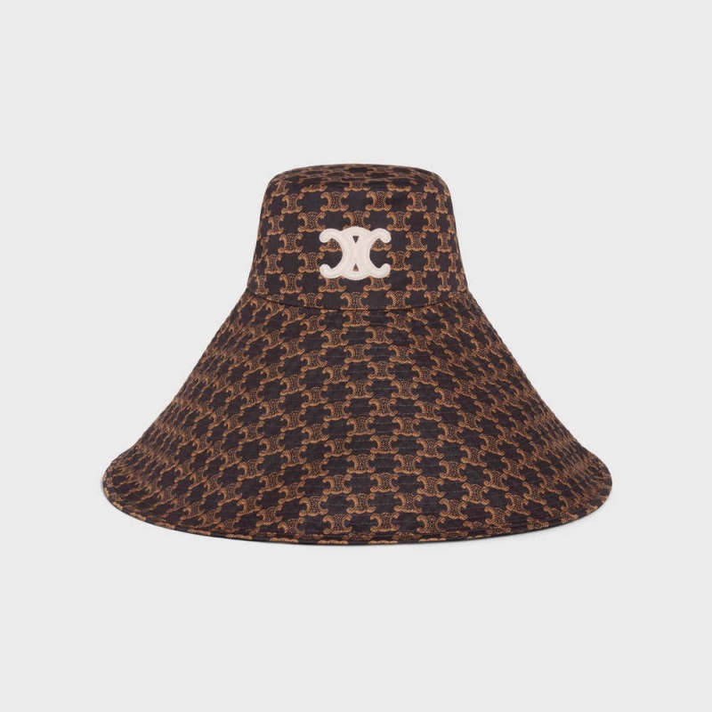 Celine TRIOMHE IN MONOGRAM COTTON Hat Marron / Caramel | CL-592342