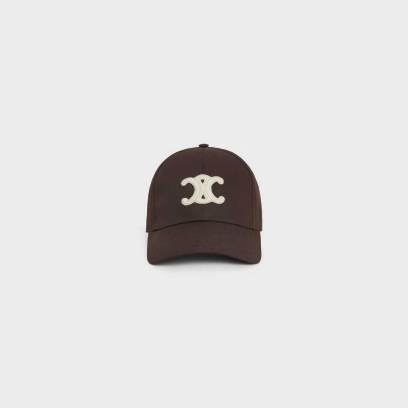 Celine TRIOMPHE BASEBALL IN COTTON Cap Cacao | CL-592352