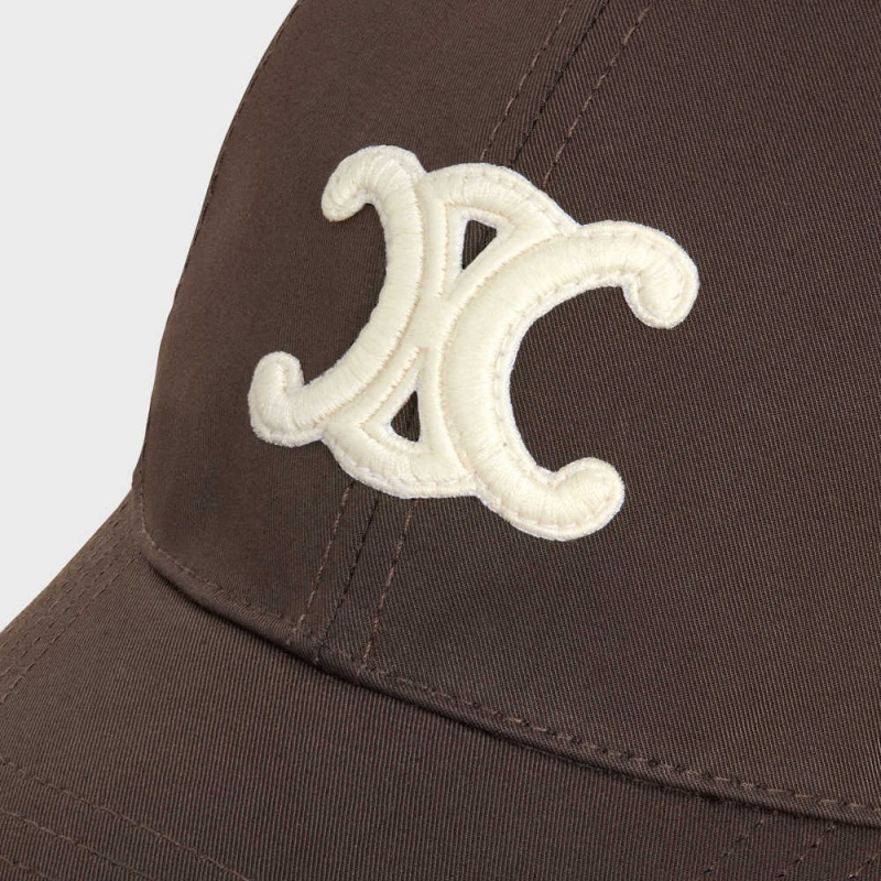 Celine TRIOMPHE BASEBALL IN COTTON Cap Cacao | CL-592352