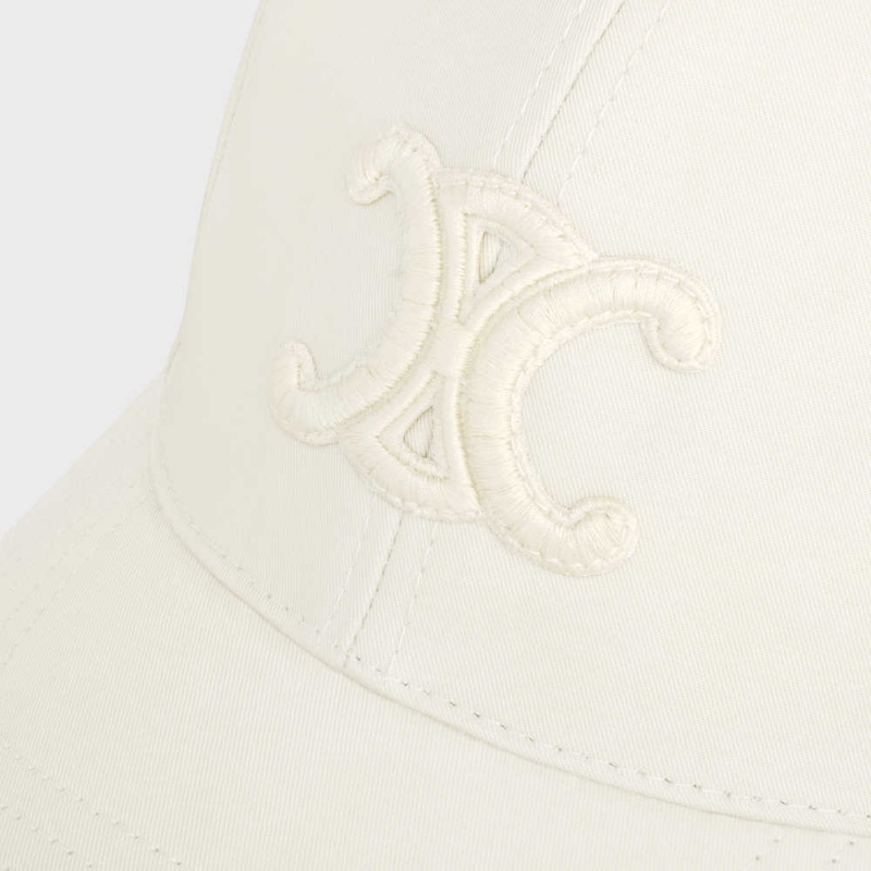 Celine TRIOMPHE BASEBALL IN COTTON Cap ECRU | CL-592357