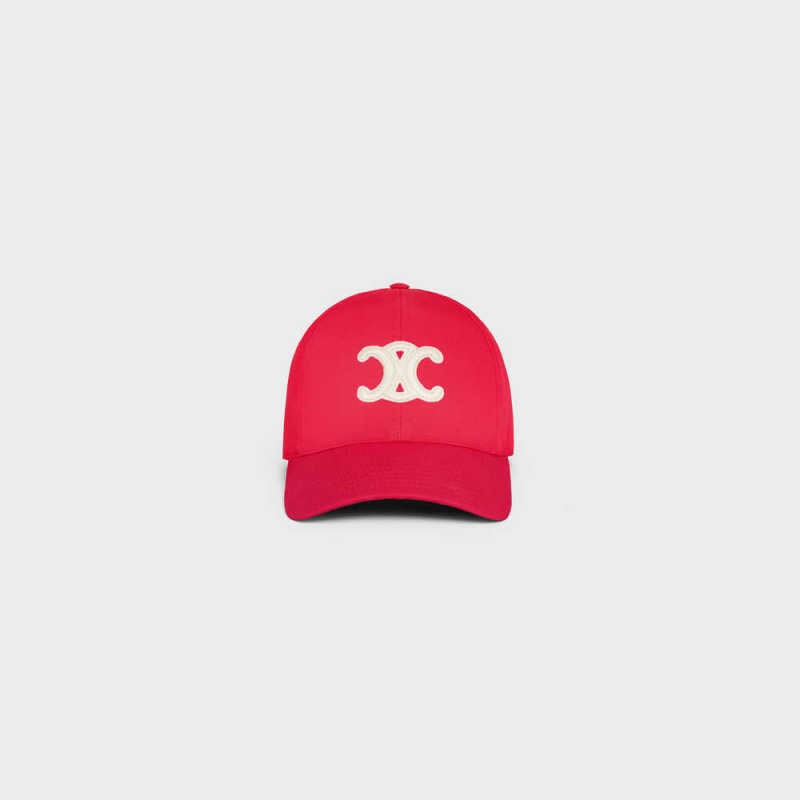 Celine TRIOMPHE BASEBALL IN COTTON Cap ROUGE VIF | CL-592355