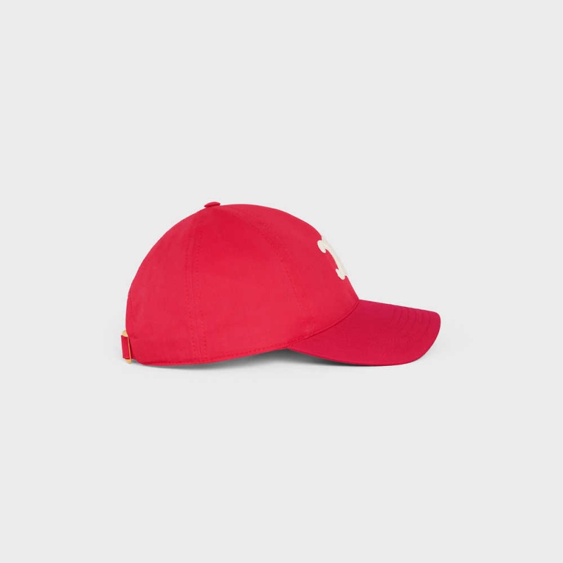 Celine TRIOMPHE BASEBALL IN COTTON Cap ROUGE VIF | CL-592355