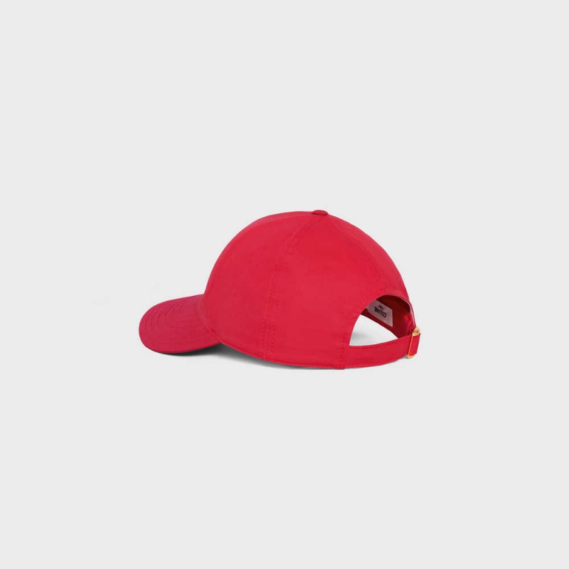 Celine TRIOMPHE BASEBALL IN COTTON Cap ROUGE VIF | CL-592355