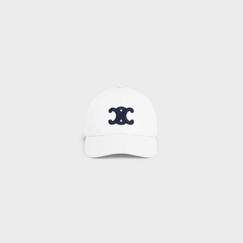 Celine TRIOMPHE BASEBALL IN COTTON Cap White | CL-592358