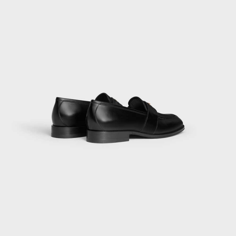 Celine TRIOMPHE MALAQUAIS in POLISHED BULLSKIN Loafers Black | CL-592530