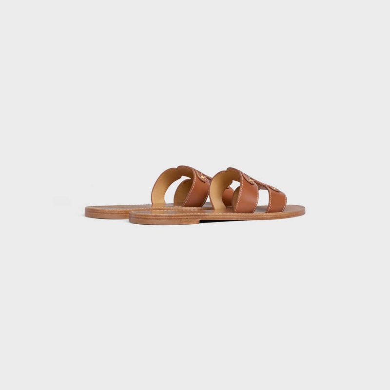 Celine TRIOMPHE MULE in CALFSKIN Sandals Tan | CL-592583