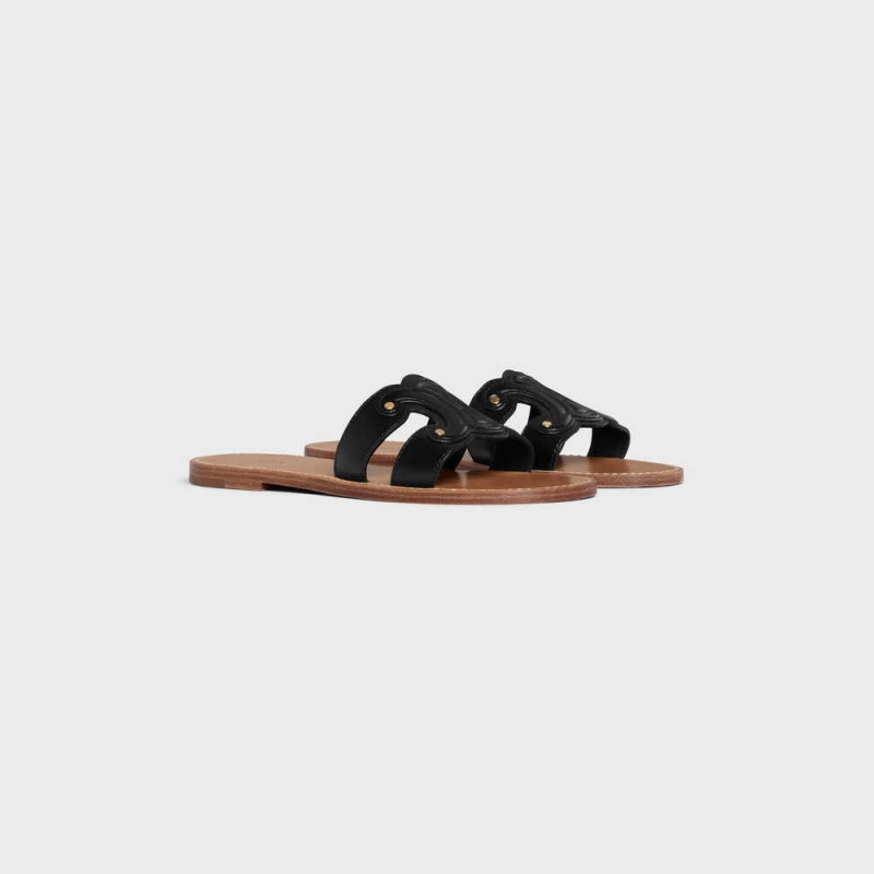 Celine TRIOMPHE MULE in CALFSKIN Sandals Black | CL-592582