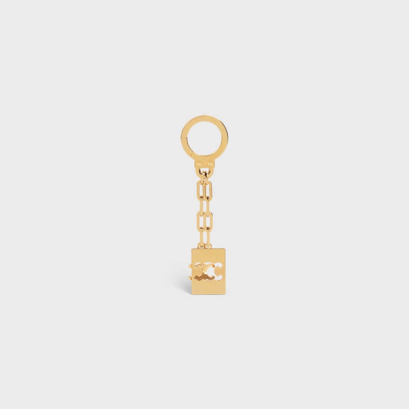 Celine TRIOMPHE PLATE CHARM in Brass Leather Goods Accessories Gold | CL-592918