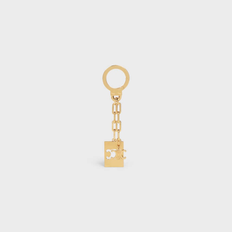 Celine TRIOMPHE PLATE CHARM in Brass Leather Goods Accessories Gold | CL-592918