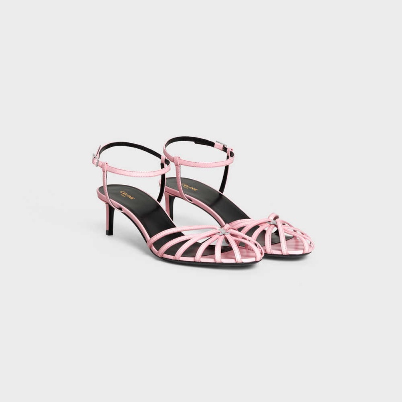 Celine TRIOMPHE in KIDSKIN SILVER FINISHING Sandals Pink | CL-592603