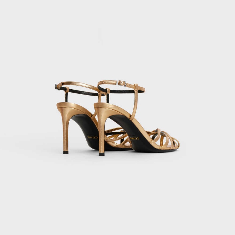 Celine TRIOMPHE in Laminated Sandals Gold | CL-592599