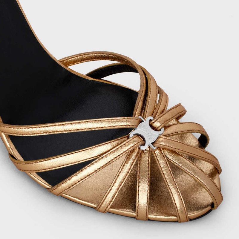 Celine TRIOMPHE in Laminated Sandals Gold | CL-592599