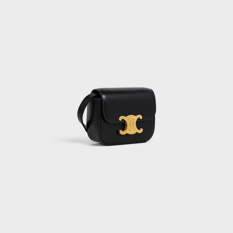 Celine TRIOMPHE in Shiny calfskin Mini Bags Black | CL-593008