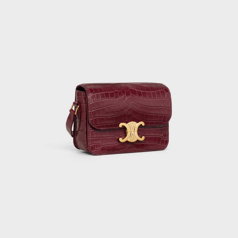 Celine Teen Bag in Niloticus Crocodile Triomphe Burgundy | CL-593209