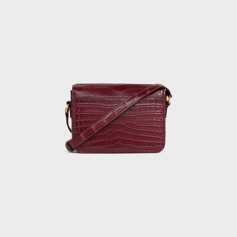 Celine Teen Bag in Niloticus Crocodile Triomphe Burgundy | CL-593209