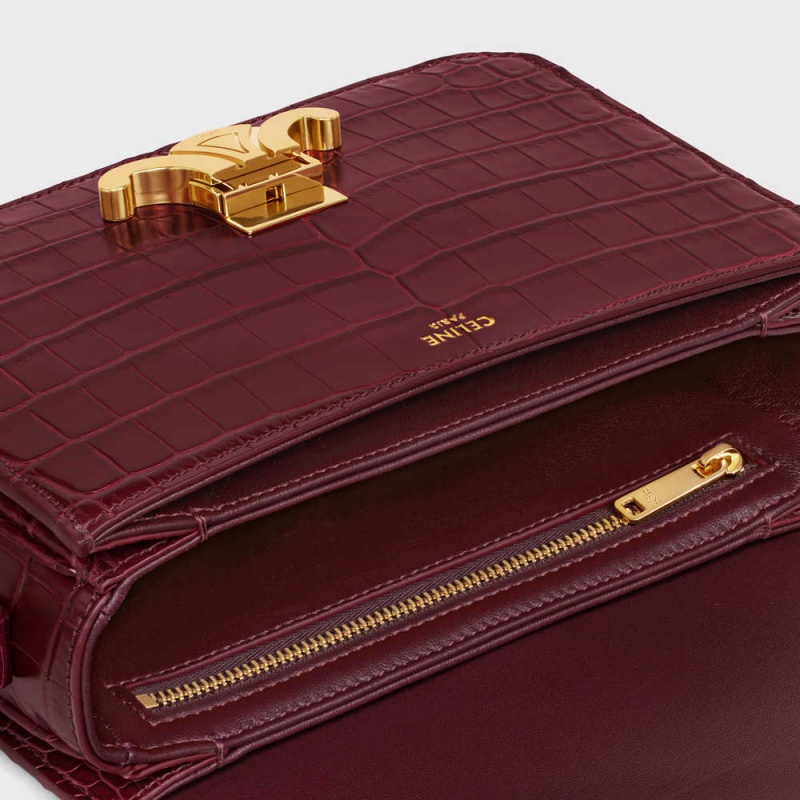 Celine Teen Bag in Niloticus Crocodile Triomphe Burgundy | CL-593209