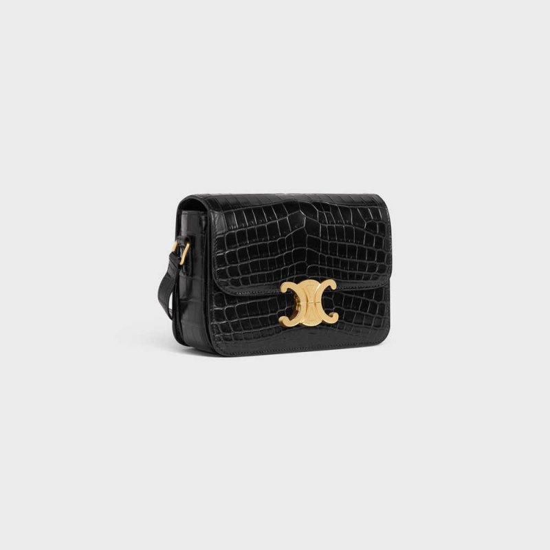 Celine Teen Bag in Niloticus Crocodile Triomphe Black | CL-593208