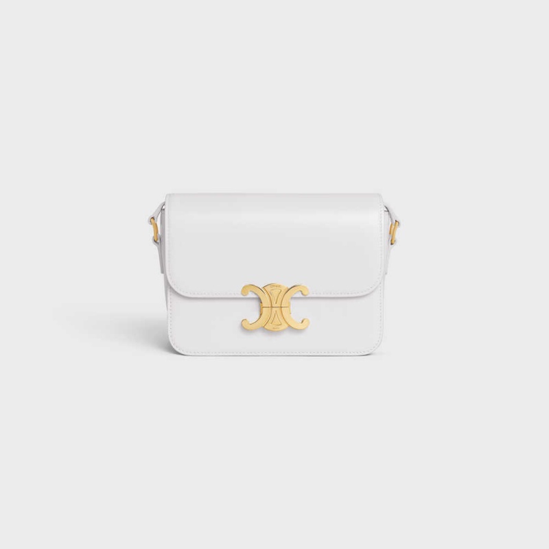 Celine Teen Bag in shiny calfskin Triomphe Arctic White | CL-593206