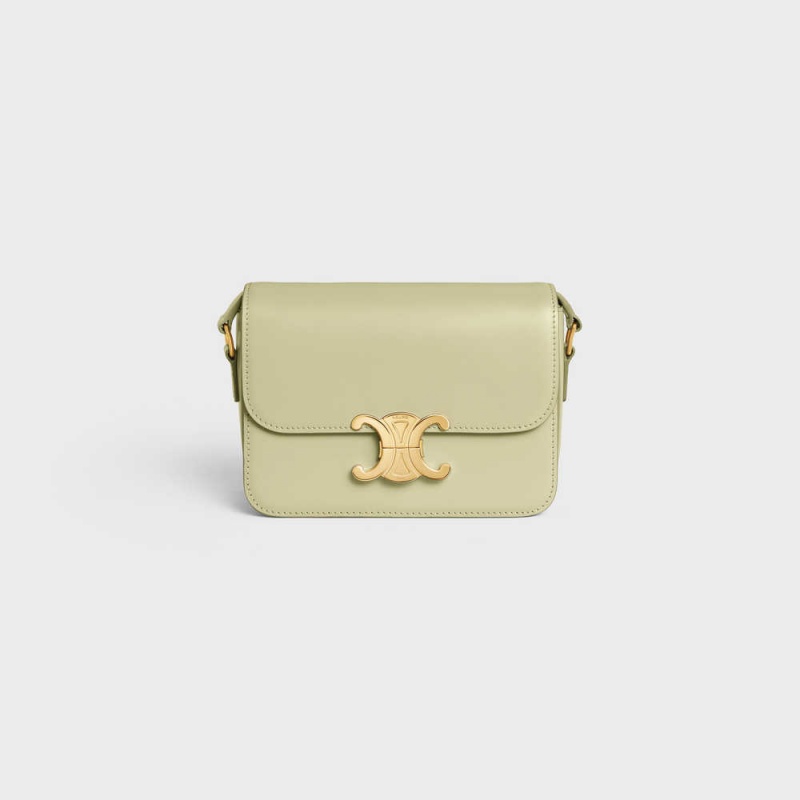 Celine Teen Bag in shiny calfskin Triomphe ALMOND GREEN | CL-593202