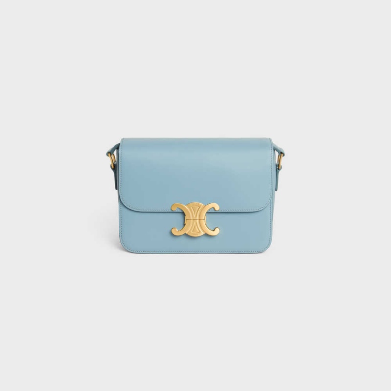 Celine Teen Bag in shiny calfskin Triomphe California Blue | CL-593201